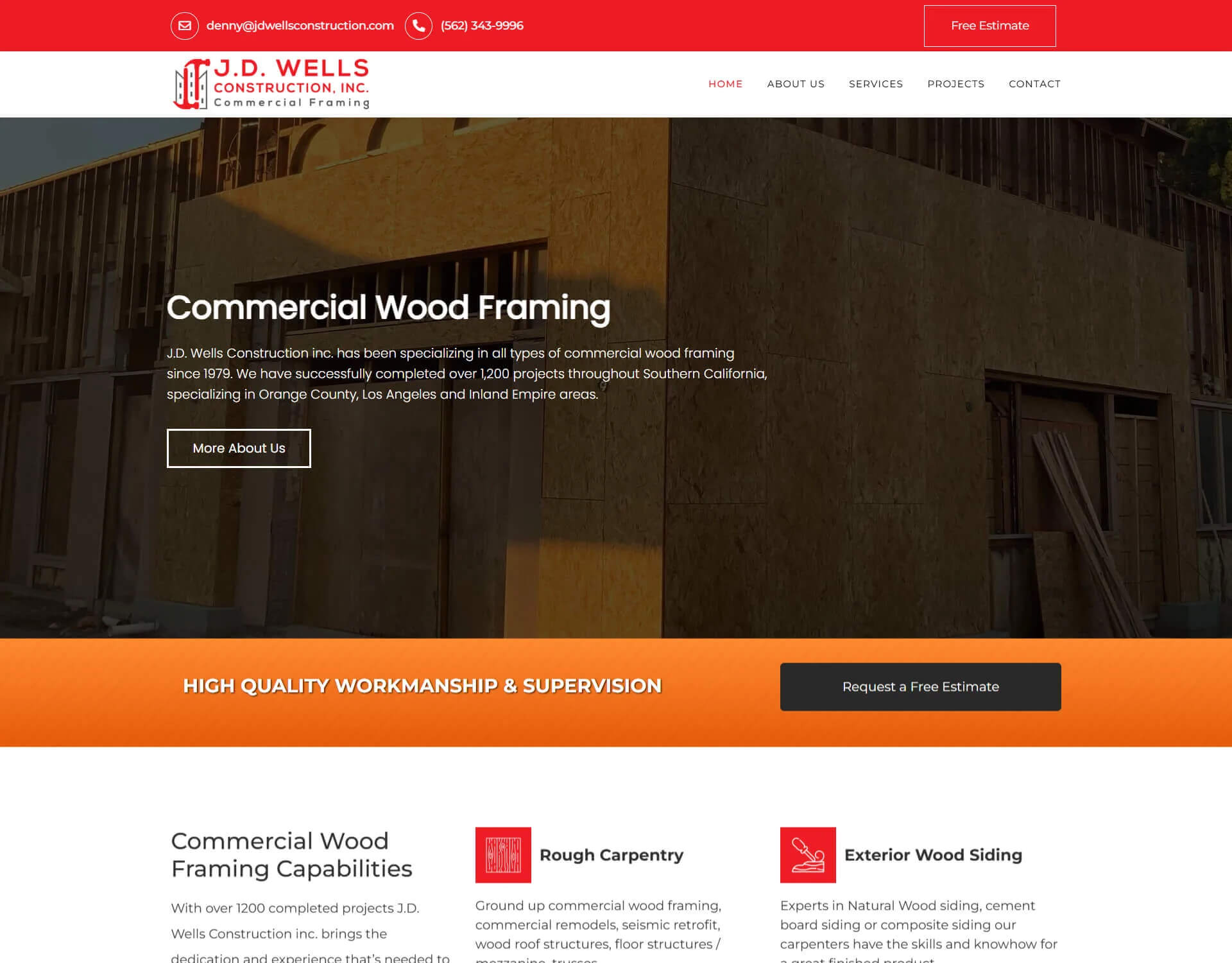 JD Wells Construction website design JD Wells Construction website design