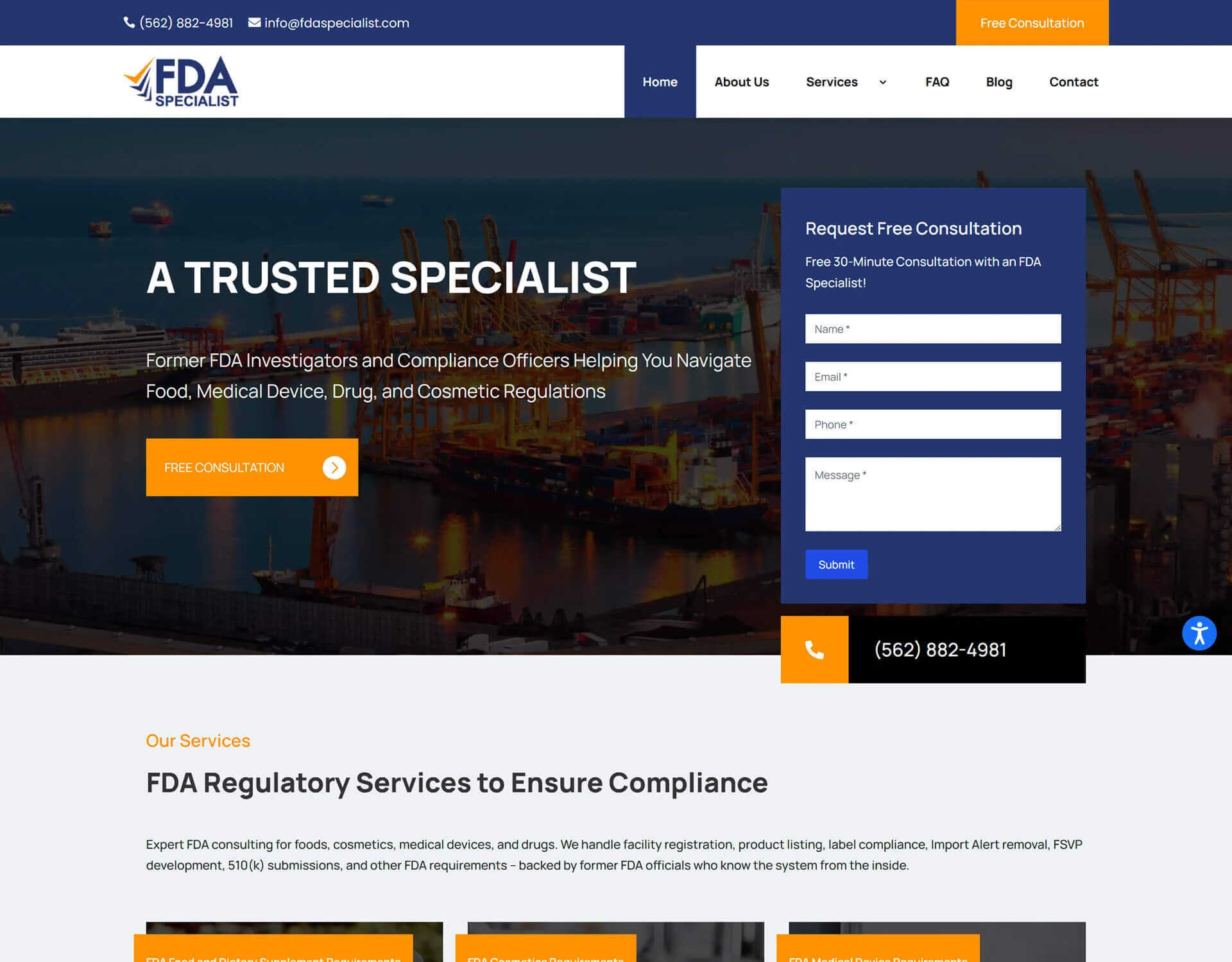 GBD Marketing website design project for FDA Specialist