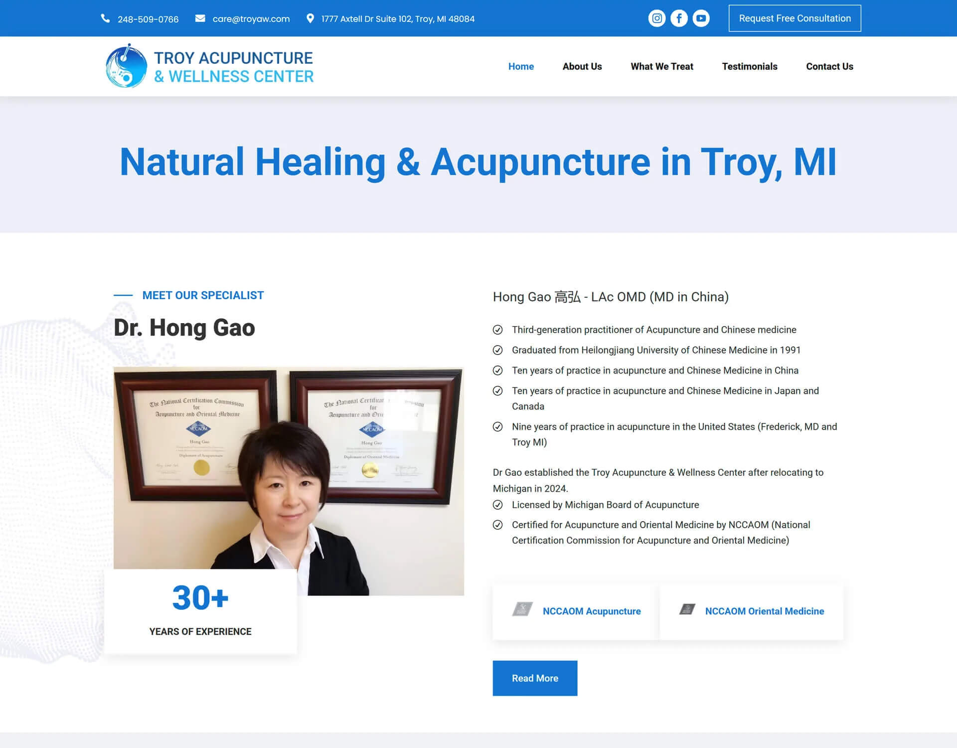Troy Acupuncture website design Troy Acupuncture website design